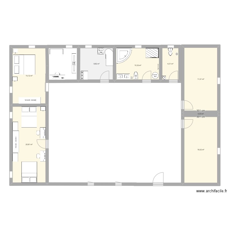 chalet1. Plan de 8 pièces et 94 m2