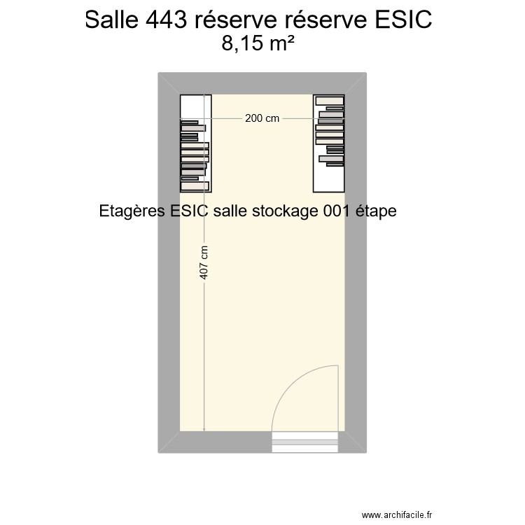 Salle 443 réserve ESIC. Plan de 1 pièce et 8 m2