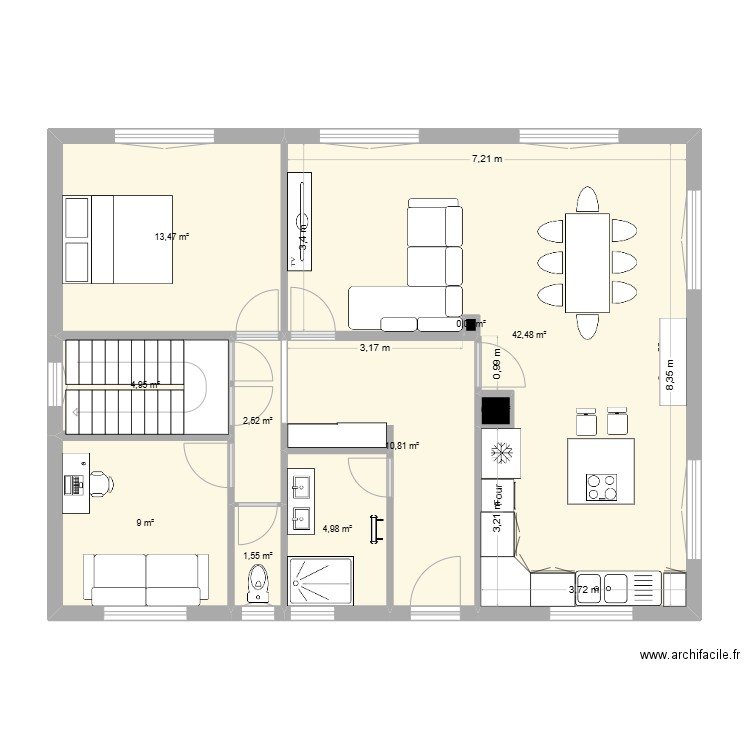 PLAN ADRIEN ETAGE. Plan de 10 pièces et 90 m2