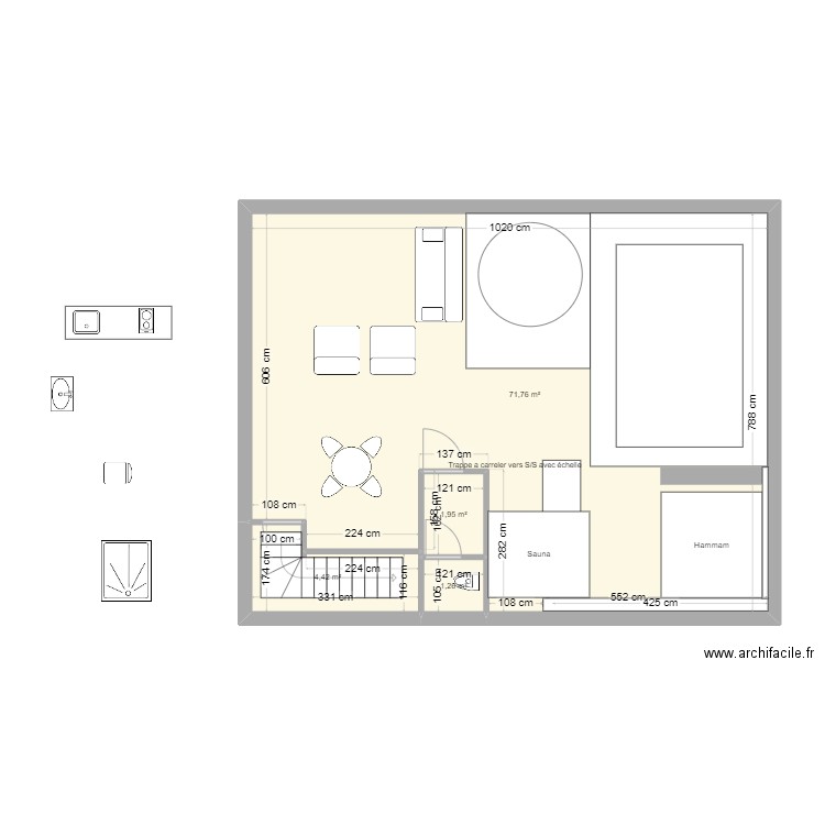 SPA. Plan de 4 pièces et 75 m2