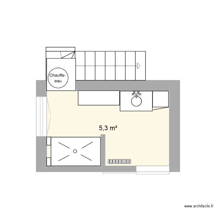 SALLE DE BAIN. Plan de 1 pièce et 5 m2