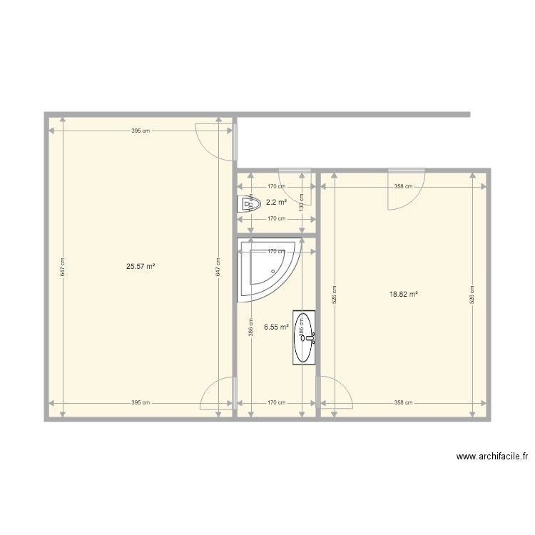 CHAMBRES 2 ET 3 SDB WC PROJET le plus facile le moins cher. Plan de 0 pièce et 0 m2