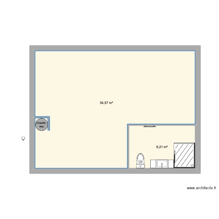 pourdimanche24q. Plan de 2 pièces et 41 m2