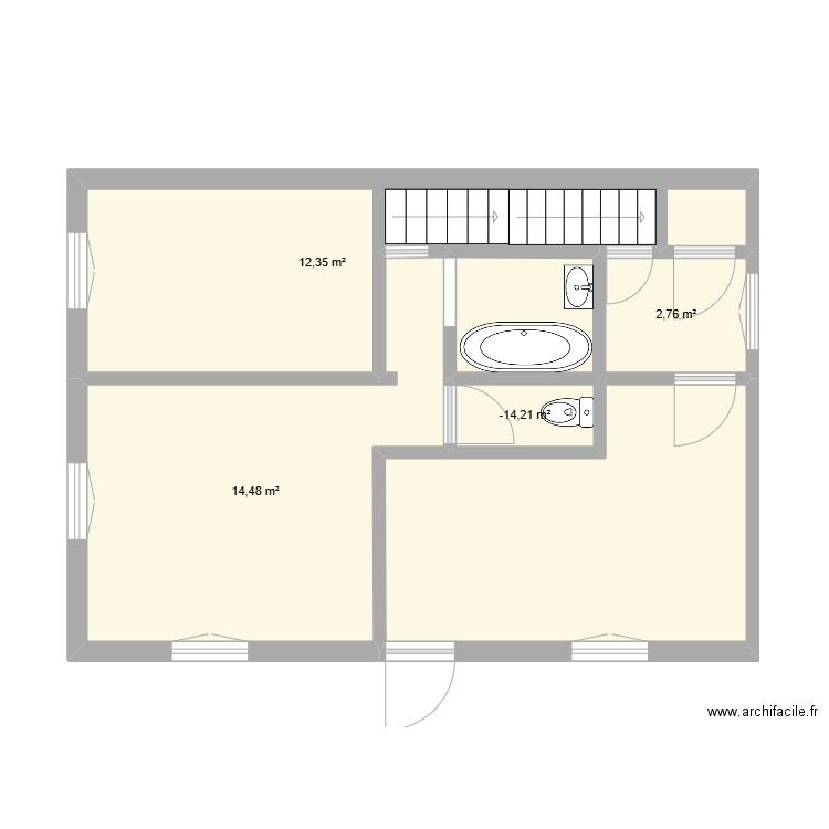 rdc. Plan de 4 pièces et 31 m2