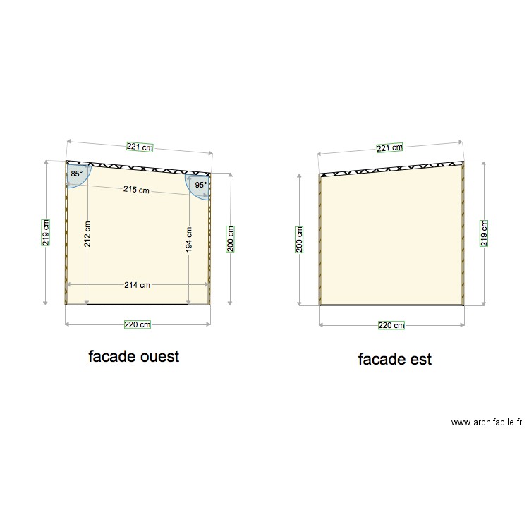 facades latérales. Plan de 0 pièce et 0 m2