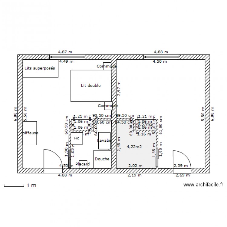 chambres avec lit superpposé. Plan de 0 pièce et 0 m2