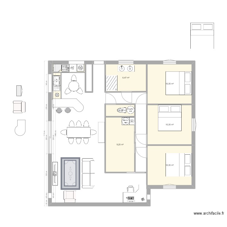 CLARA HOUSE. Plan de 8 pièces et 52 m2