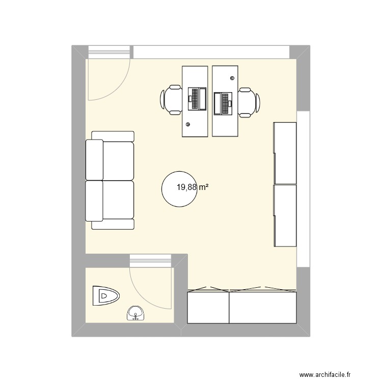 bureau garage. Plan de 1 pièce et 20 m2