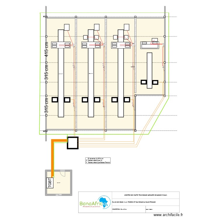 centre de viite technique. Plan de 4 pièces et 312 m2