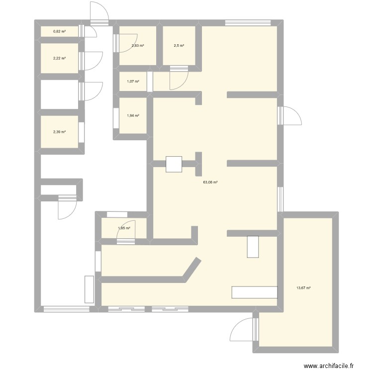 feuillette.. Plan de 10 pièces et 92 m2