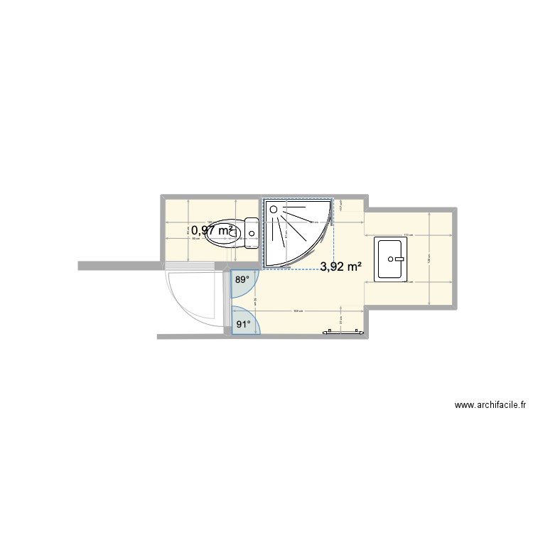 salle de bain petite chalet. Plan de 2 pièces et 5 m2