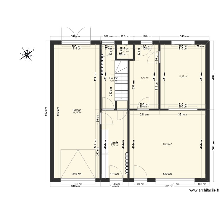 Maison RDC. Plan de 7 pièces et 95 m2