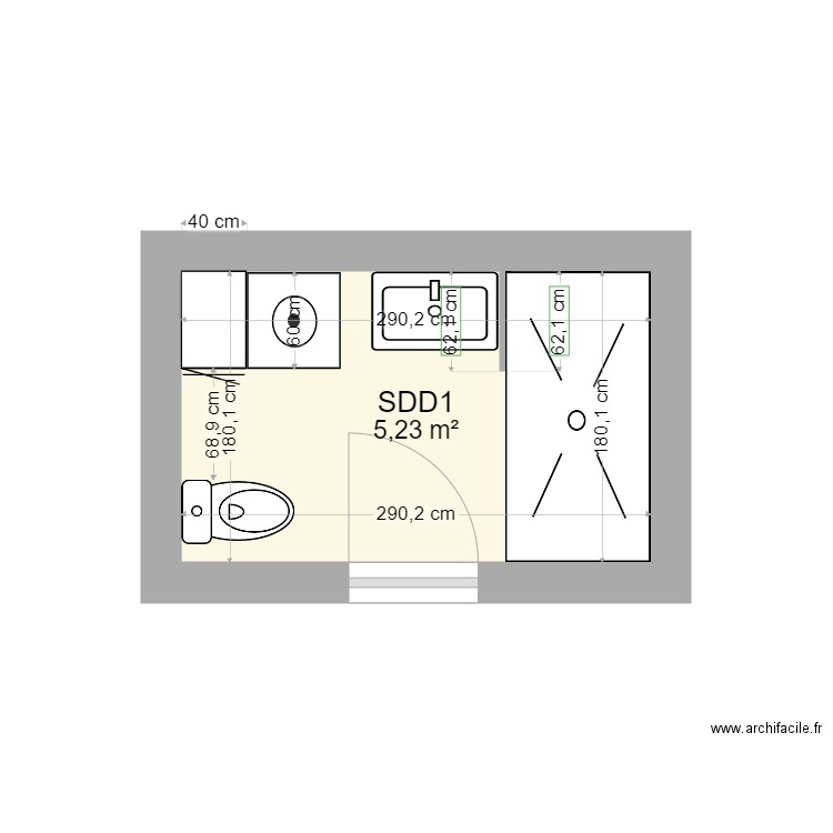 SDD  2. Plan de 1 pièce et 5 m2