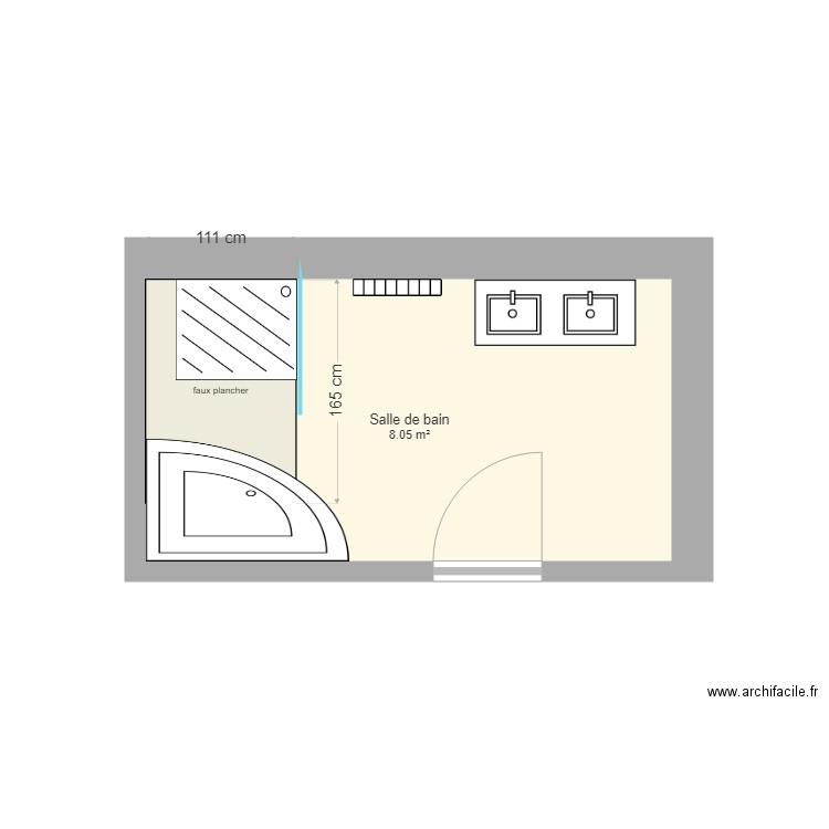 SdB - Plan 1 pièce 8 m2 dessiné par BDA41