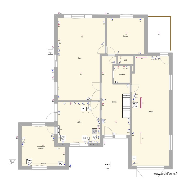 Rez-6. Plan de 9 pièces et 173 m2