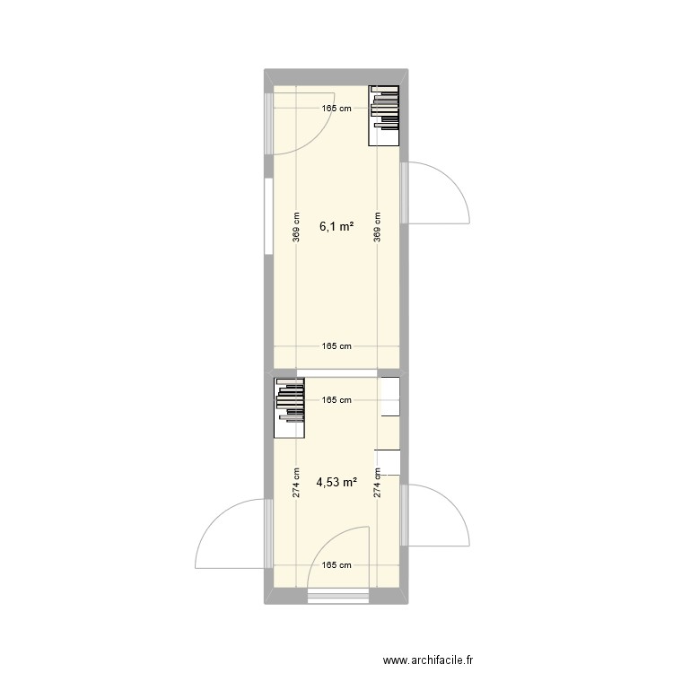 Couloirs St Paul. Plan de 2 pièces et 11 m2