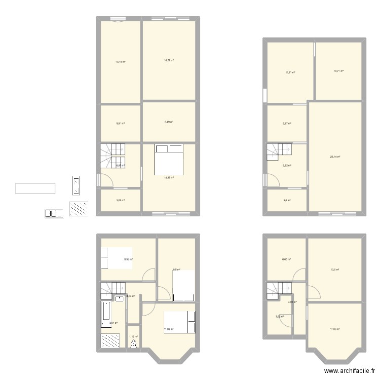 17 Gambetta RDC - 1. Plan de 24 pièces et 210 m2