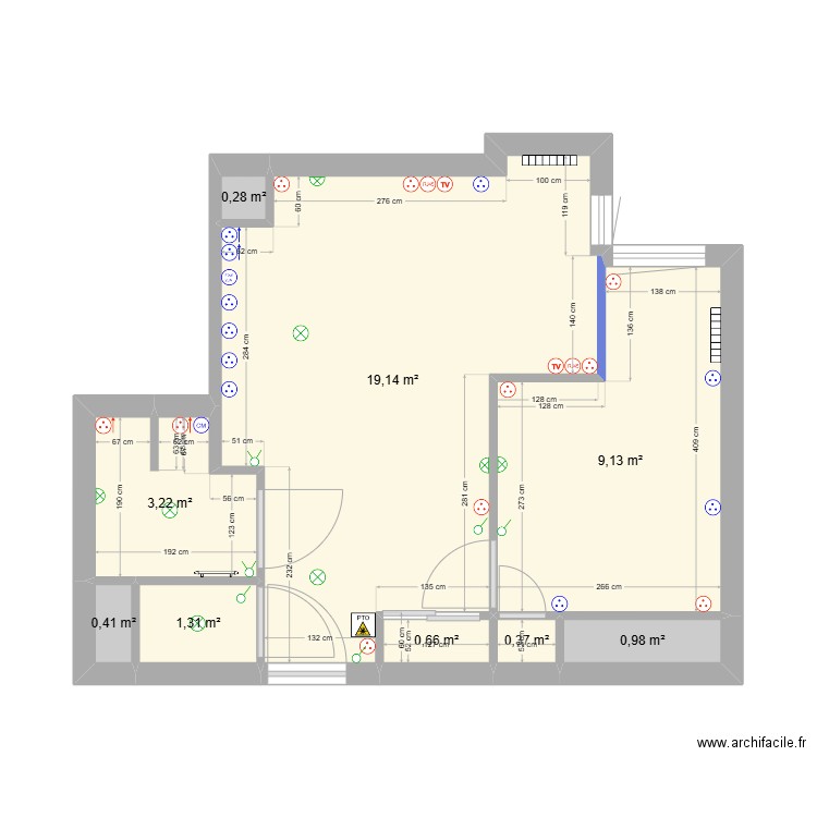 Plan GASU 23 Plan Tech. Plan de 9 pièces et 36 m2