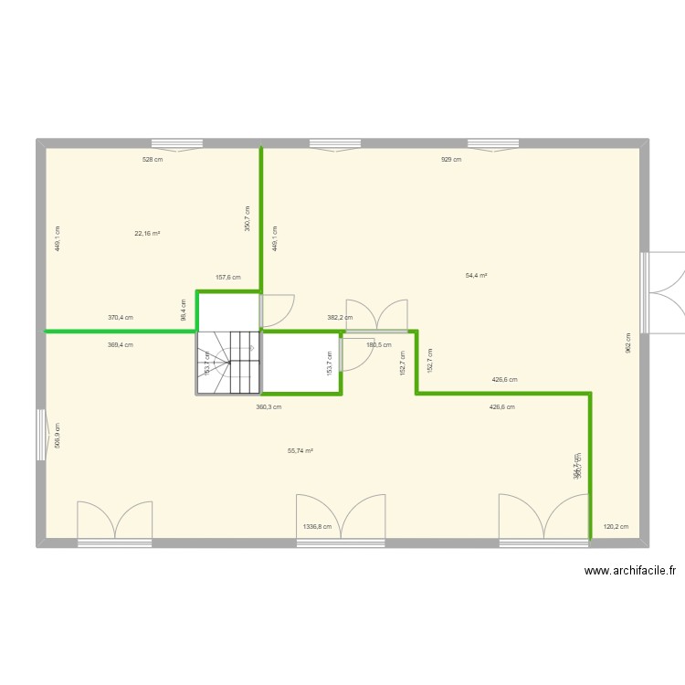 miellerie modif. Plan de 3 pièces et 132 m2