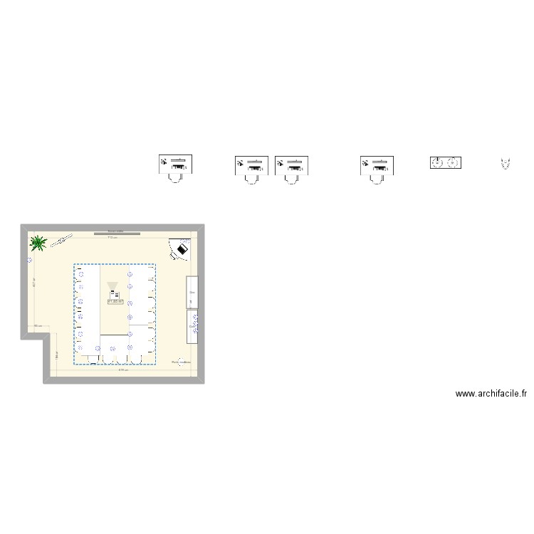 plan salle_formation en U. Plan de 1 pièce et 42 m2