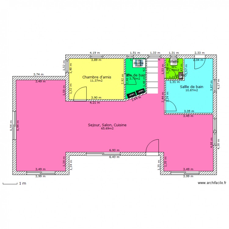 Maison rdc salon cuisine sejour. Plan de 0 pièce et 0 m2