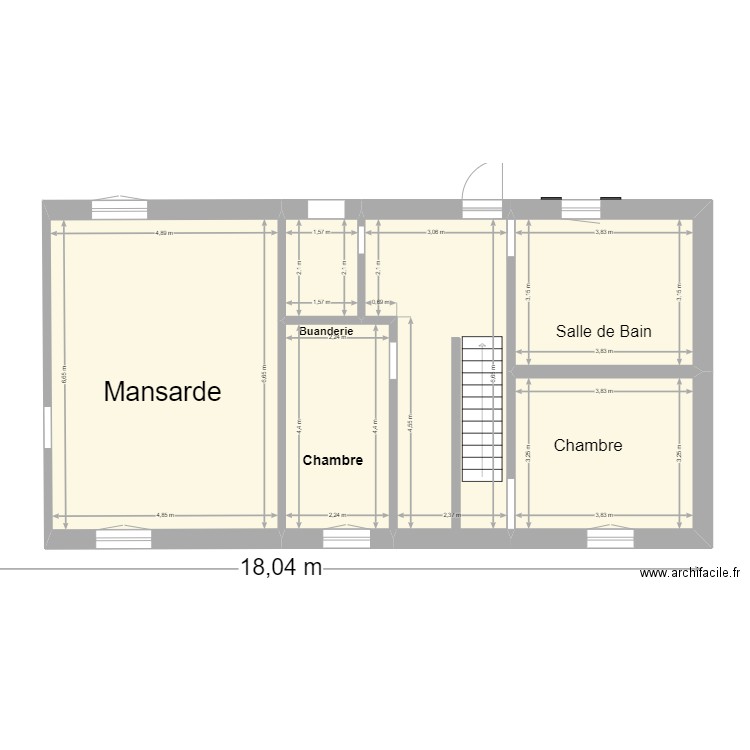 1er etage Projet. Plan de 6 pièces et 87 m2