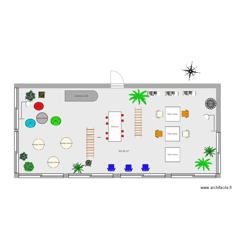 Plan salle repos. Plan de 1 pièce et 62 m2