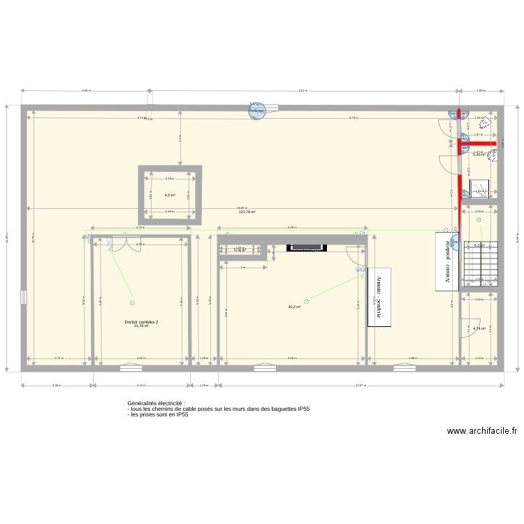 Platane Electricité combles 2e étage. Plan de 0 pièce et 0 m2