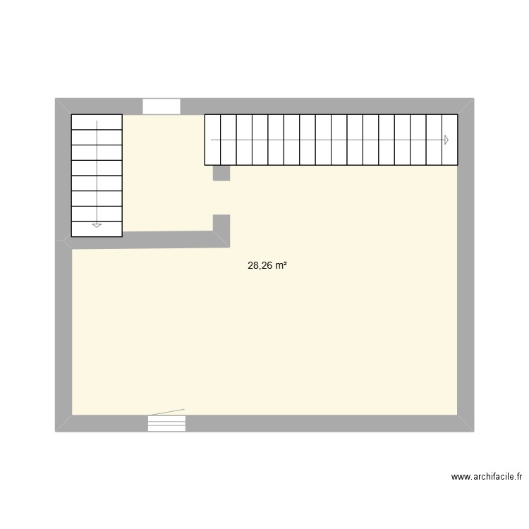 2ième étage. Plan de 1 pièce et 28 m2