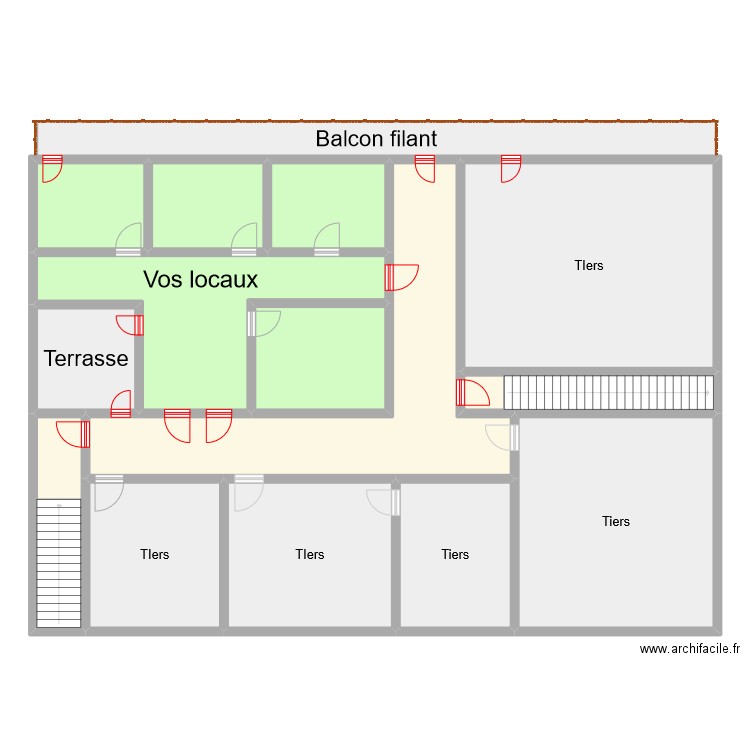 base. Plan de 83 pièces et 1985 m2