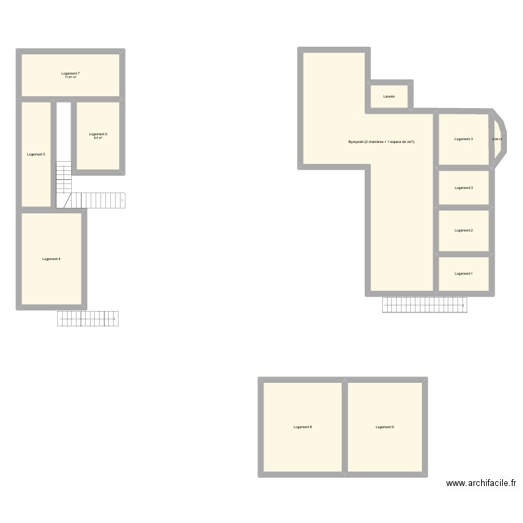 Bonaventures. Plan de 13 pièces et 163 m2