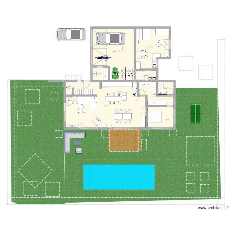 Maison 28. Plan de 9 pièces et 160 m2