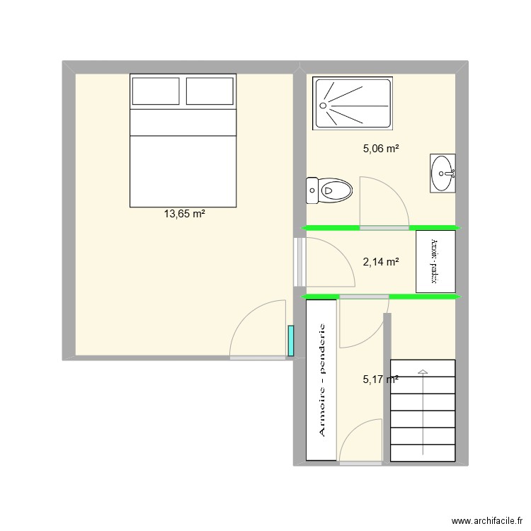 Studio Hyères. Plan de 4 pièces et 26 m2