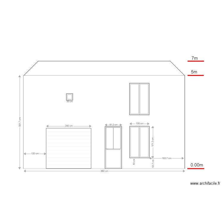 façade avant. Plan de 0 pièce et 0 m2