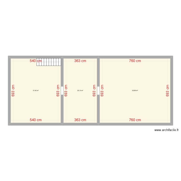 etage vc. Plan de 3 pièces et 115 m2