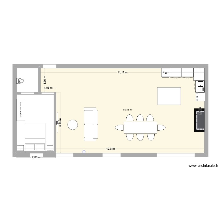 MAISON DE TORCE RDC. Plan de 1 pièce et 60 m2