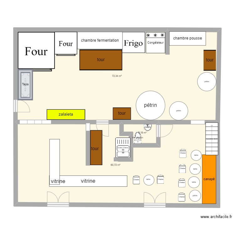 boulangerie. Plan de 0 pièce et 0 m2