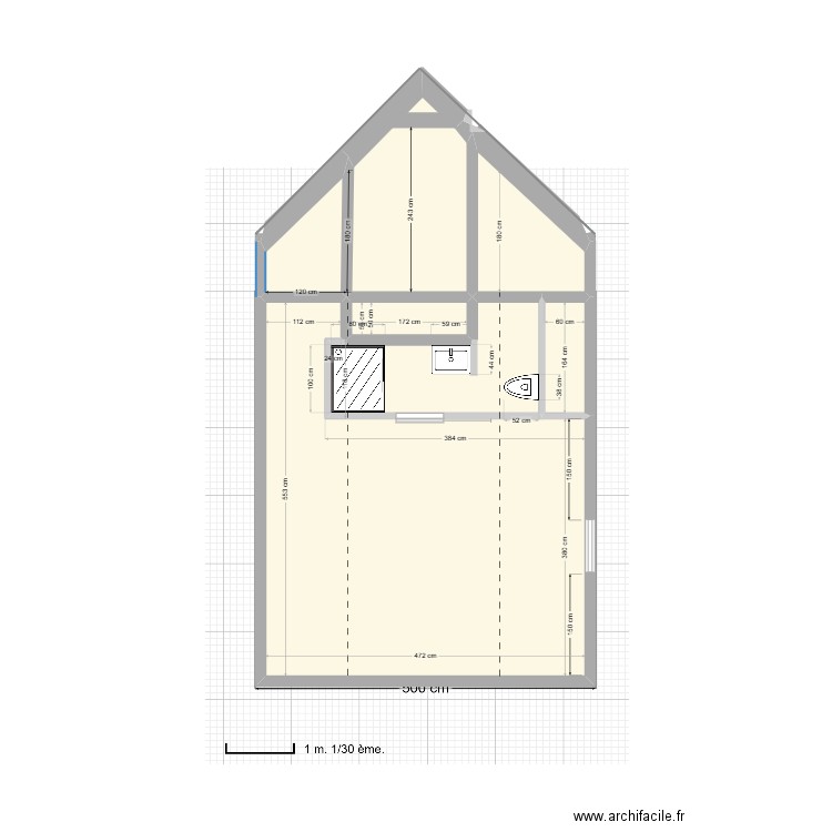 étage baraize avec côtes cloisons v2. Plan de 7 pièces et 33 m2