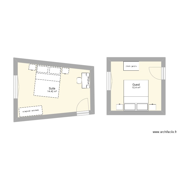 sousse. Plan de 2 pièces et 25 m2