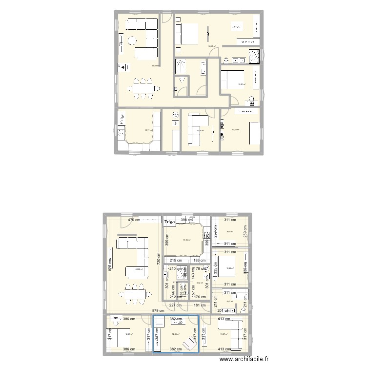 Sarra house. Plan de 16 pièces et 267 m2