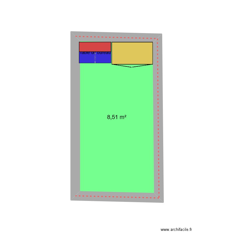 Salon. Plan de 1 pièce et 9 m2