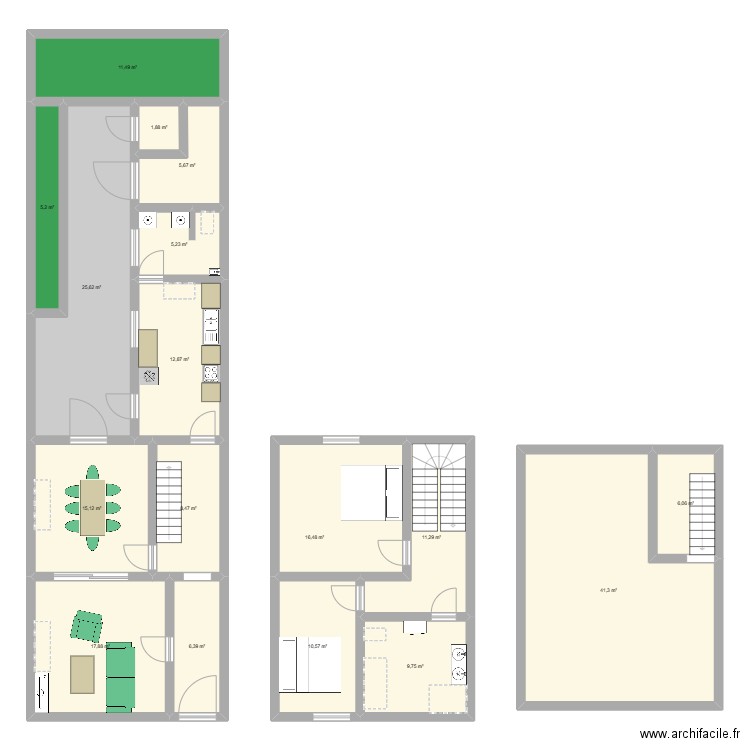 écau. Plan de 17 pièces et 211 m2