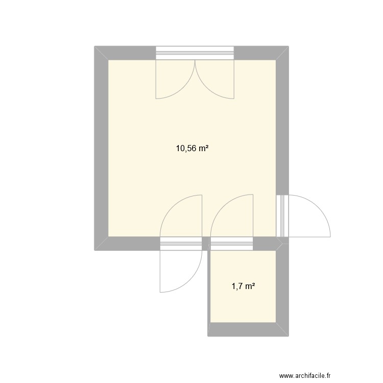 test. Plan de 2 pièces et 12 m2