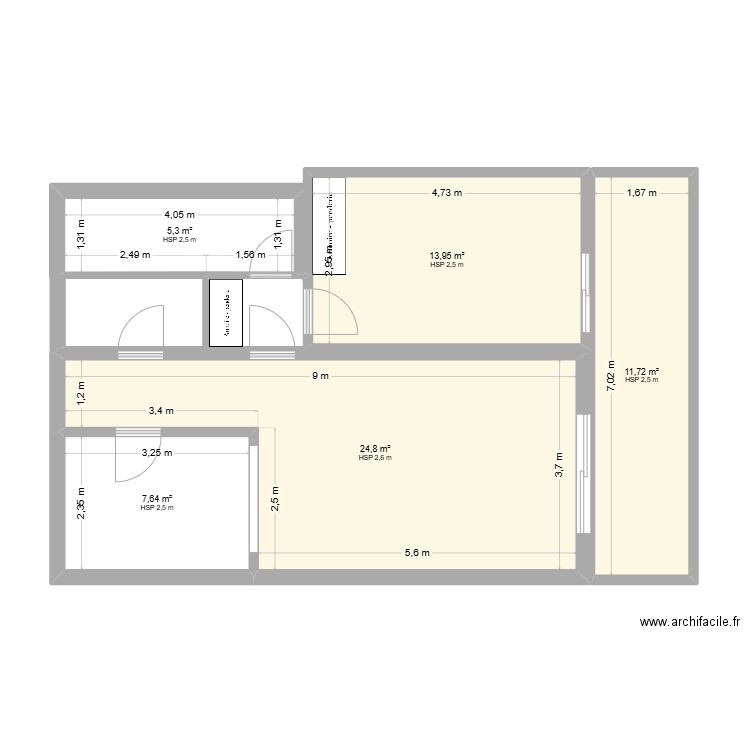 studio darb az. Plan de 5 pièces et 63 m2