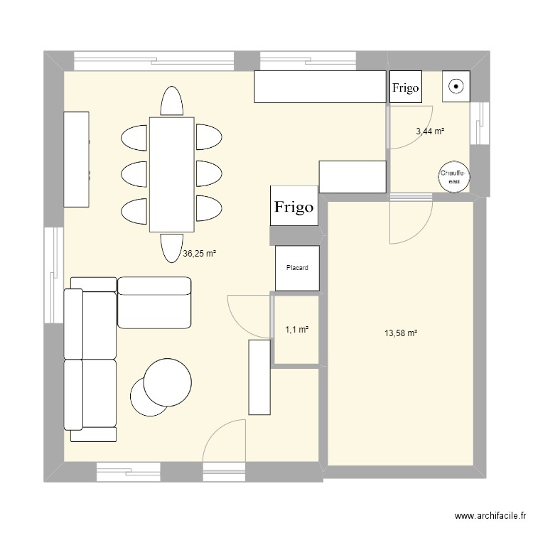 mison2. Plan de 4 pièces et 54 m2