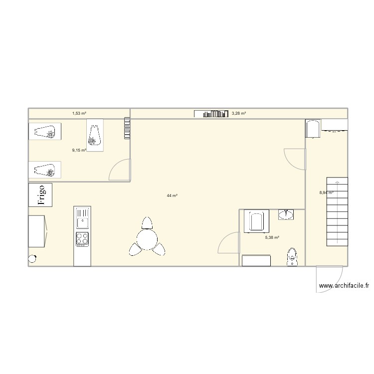 projet assmat. Plan de 6 pièces et 72 m2