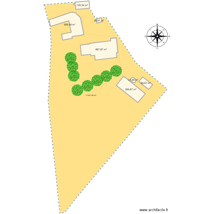 essai. Plan de 7 pièces et 1870 m2