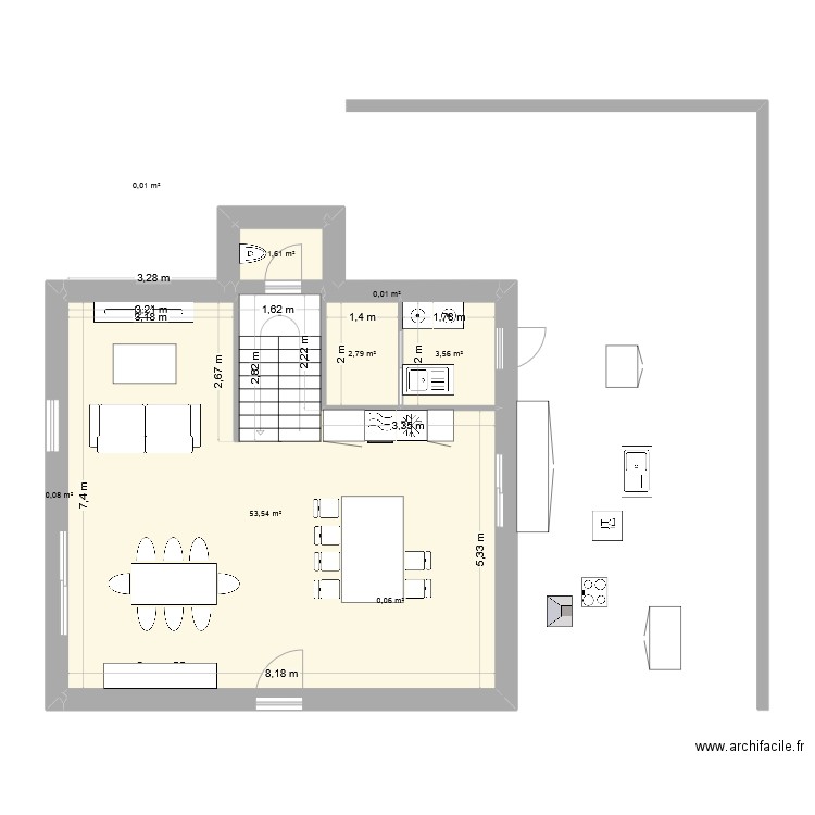 MONTROND. Plan de 8 pièces et 62 m2