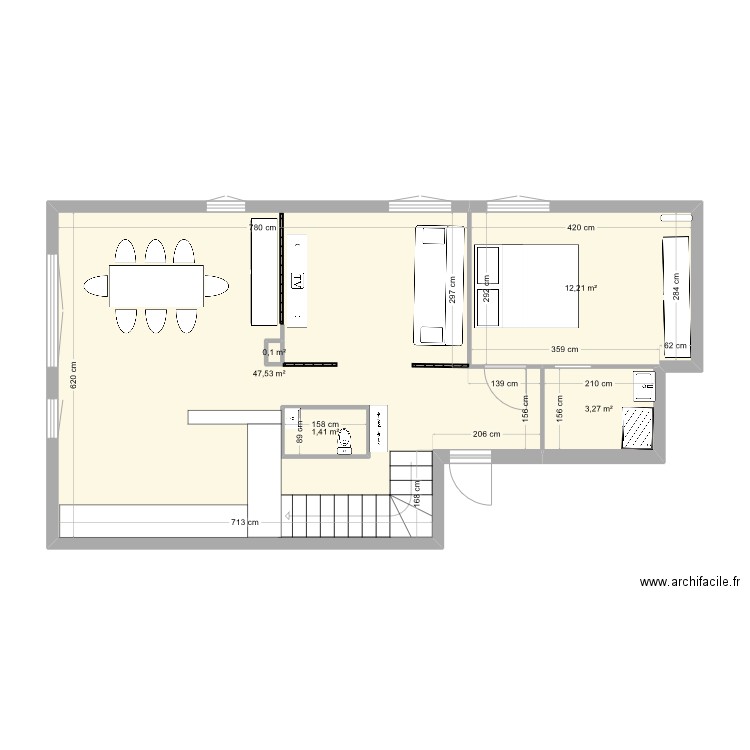 STJP. Plan de 5 pièces et 66 m2