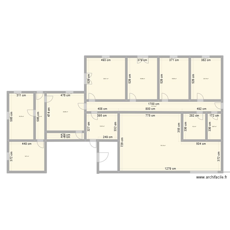 planl. Plan de 14 pièces et 278 m2